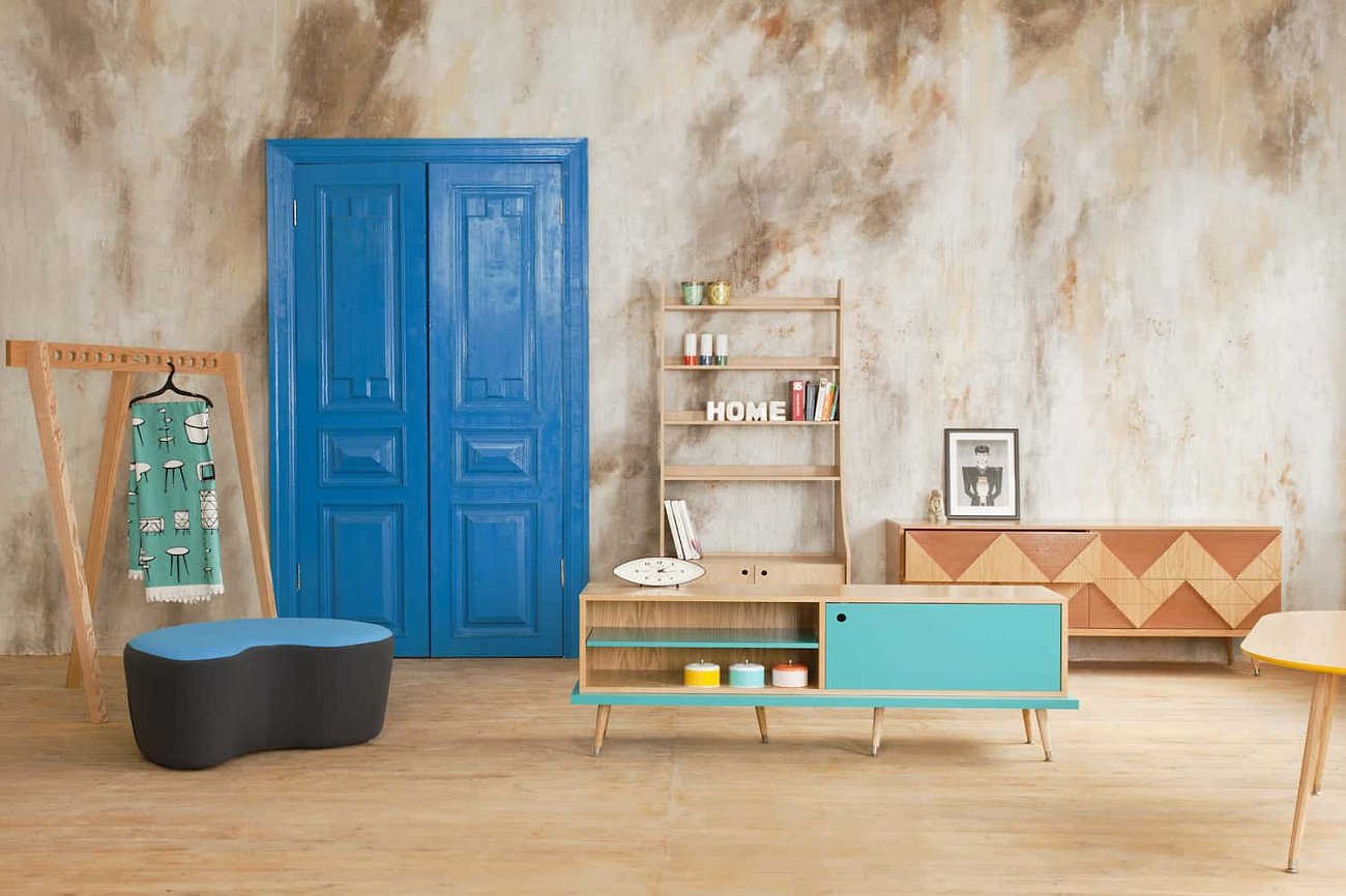 Пуфик мягкий черный с голубым 89 см "Почка" WOODI  00-3966312 Черный  - Вид №3