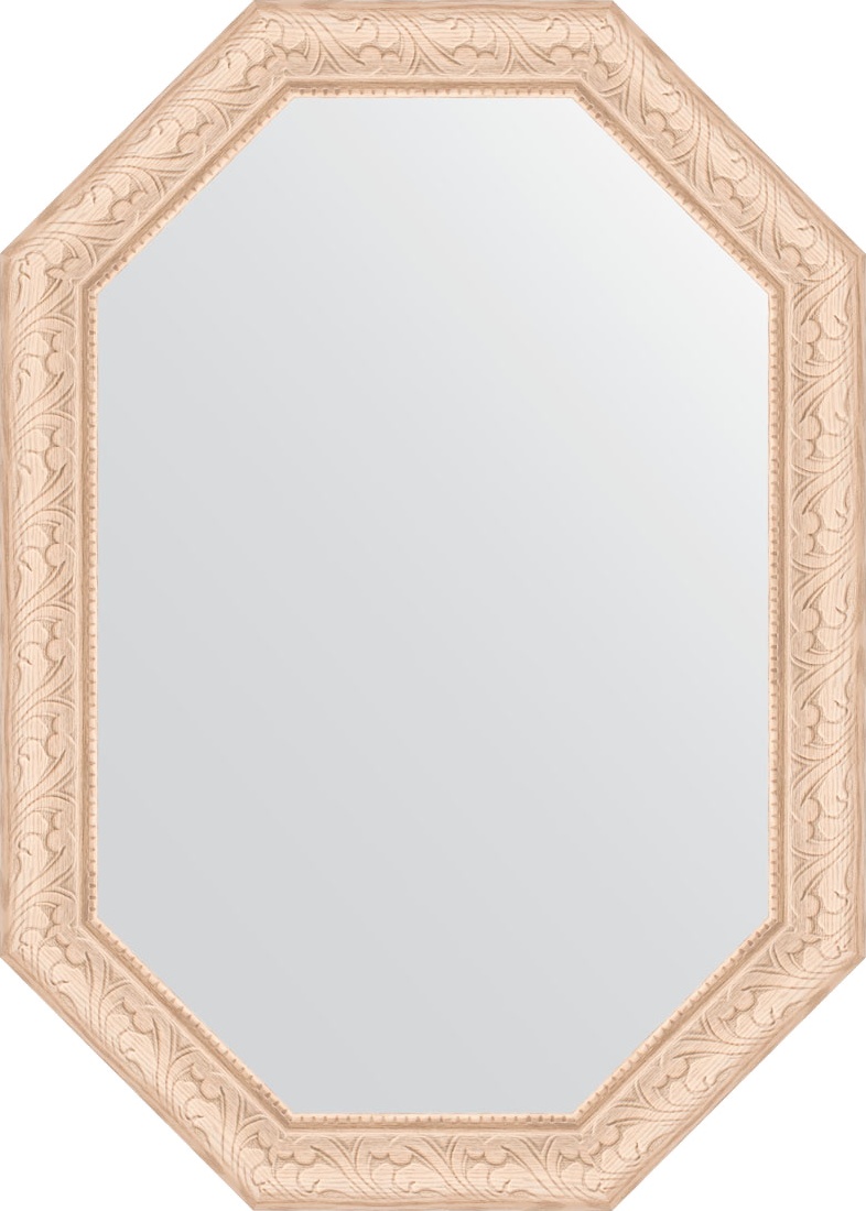 BY 7033 Зеркало в багетной раме - беленый дуб 57 mm EVOFORM Octagon