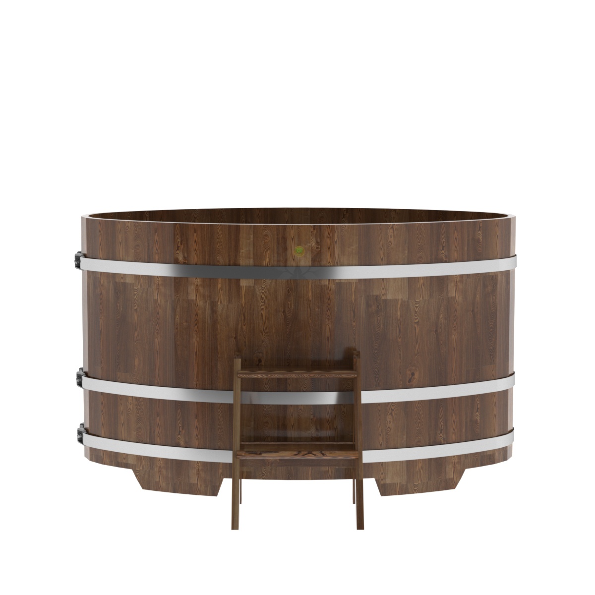 1511 Купель овальная из сращенных ламелей лиственницы 0,92х1,66х1,0 морёная Alyarus  - Вид №3