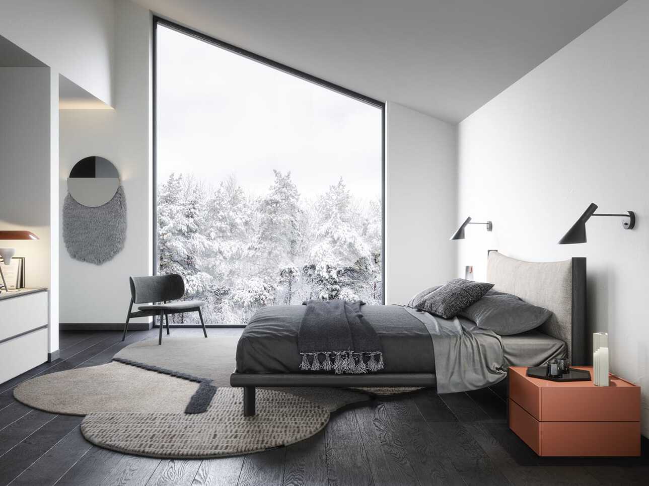 Двуспальная кровать с мягким изголовьем Novamobili MIZU ARCH-00106634 - Вид №1