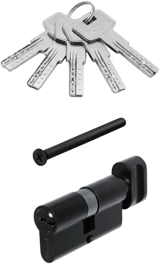 91504545 Цилиндровый механизм личинка Vettore ZN M70 ZC MBP (35x35) 5 ключей (Чёрный Матовый) для врезного замка входных и межком STLM-0894870