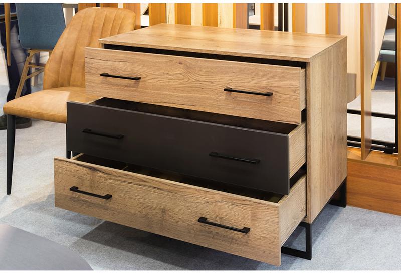 1722 Комод с 3 ящиками Loft Дуб табак/Графит R-HOME 4009295h_Табак - Вид №7