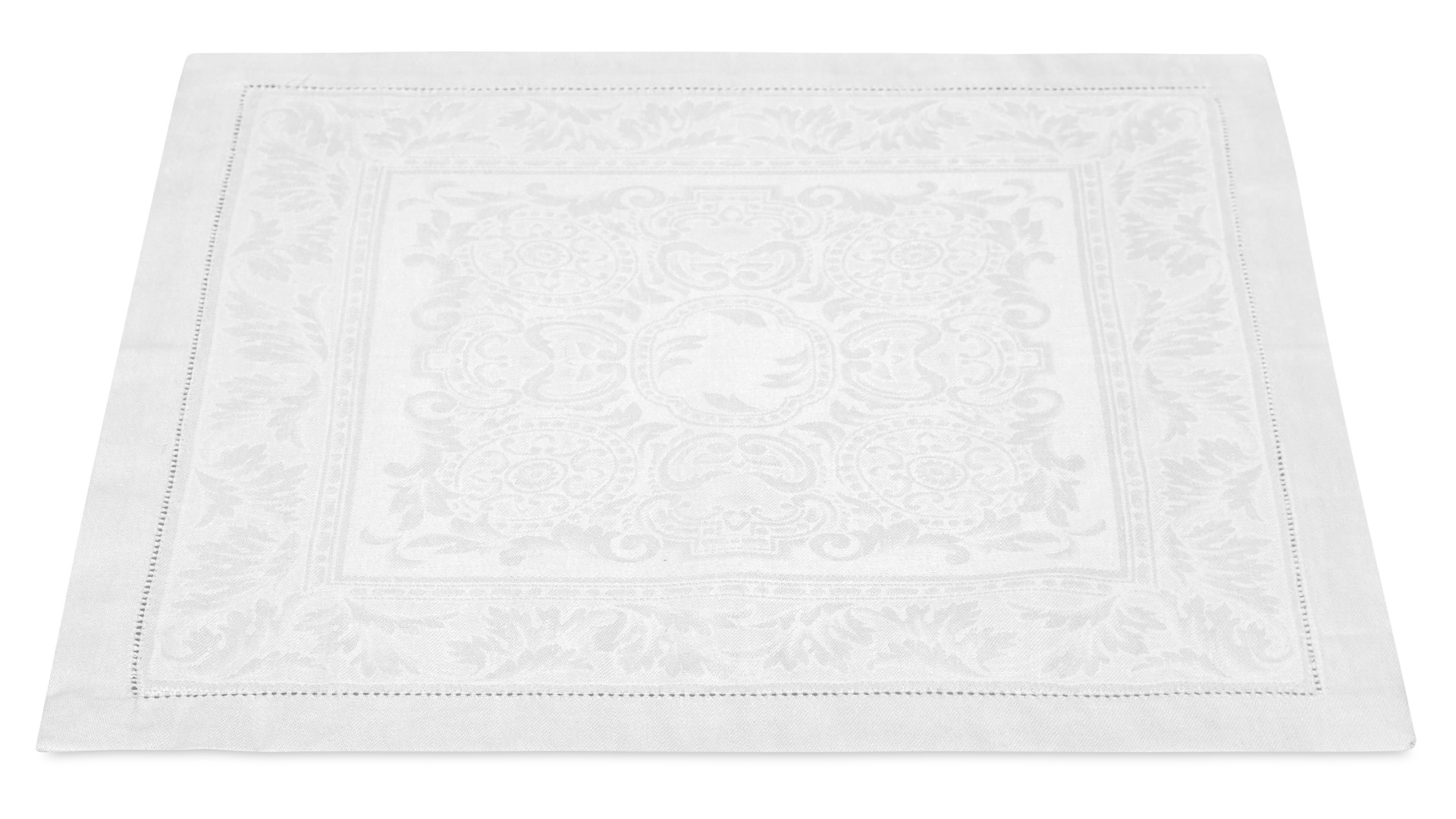 10652861 Яковлевский жаккард Салфетка столовая Яковлевский Жаккард Акантус 45х45см белая, полулен Ткань  - Вид №1