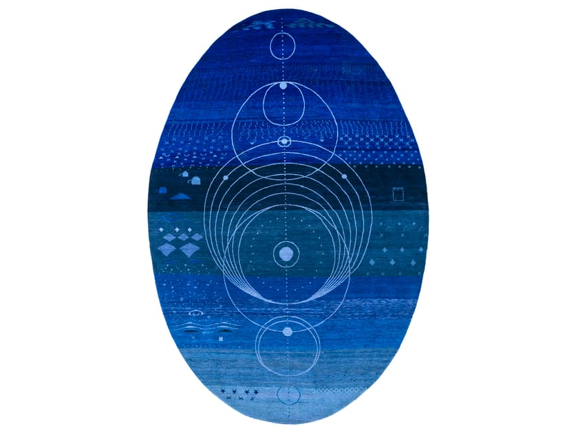 Овальный ковер ручной работы с рисунком из шерсти Jaipur Rugs Brahmaand-A Cosmic Affair ARCH-00094990