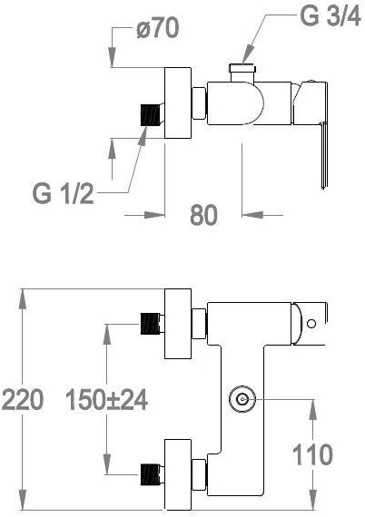 Fir Italia Смеситель для душа с одной ручкой на 2 отверстия Sweet 46 4654060 - Вид №1