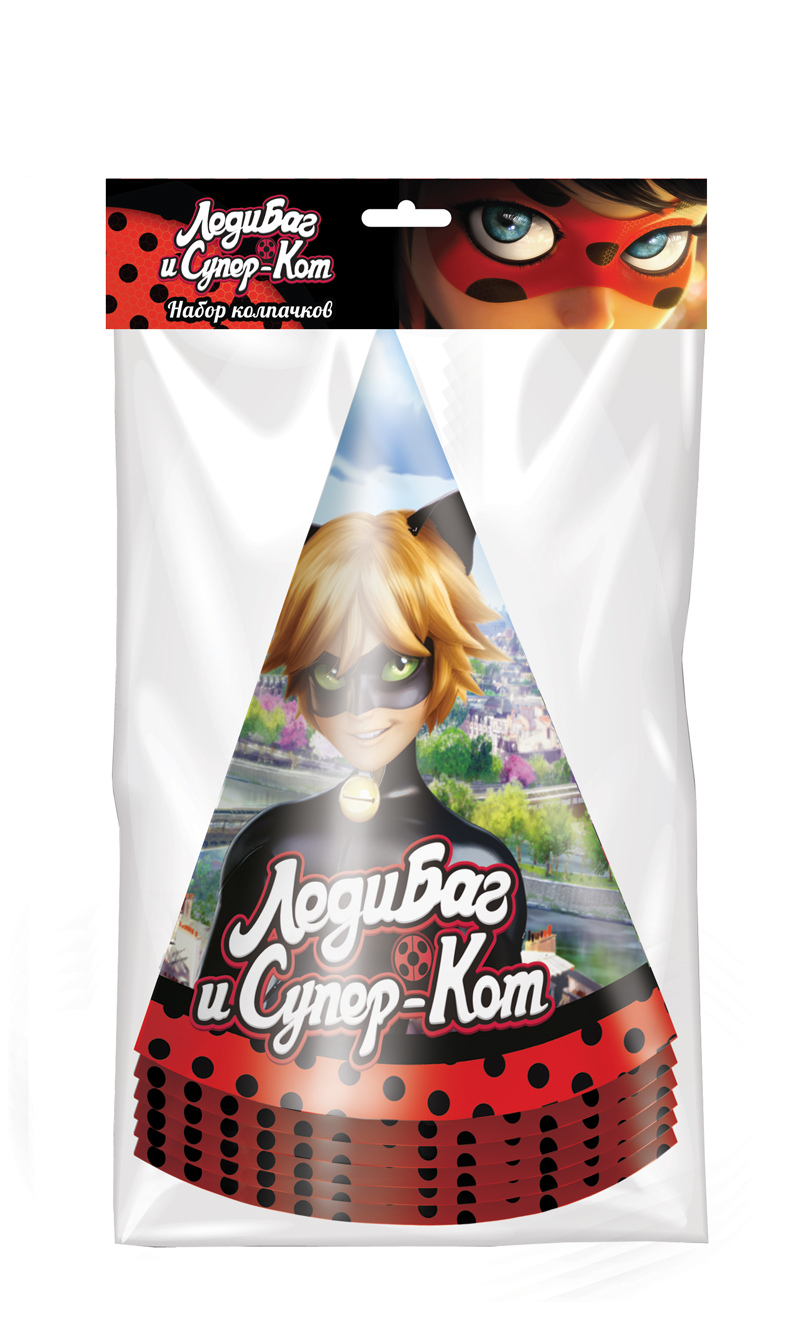 275119 Набор бумажных колпачков "Леди Баг и Супер-Кот" 6 шт. "Супер-Кот" Santreyd 