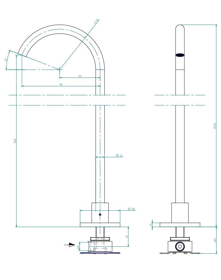 Смеситель для раковины с 3 отверстиями из нержавеющей стали Zazzeri Z316 ARCH-00122812 - Вид №2