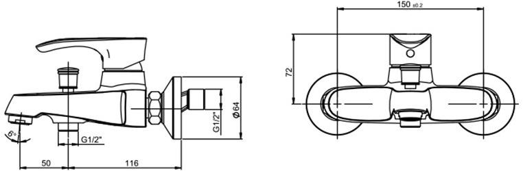 Paini Palermo PACR111MEDICO смеситель для ванны  - Вид №1