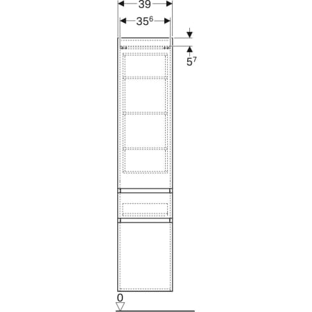 869002000 Высокий шкафчик Geberit Renova Plan с двумя дверями и одним выдвижным ящиком Geberit  - Вид №3