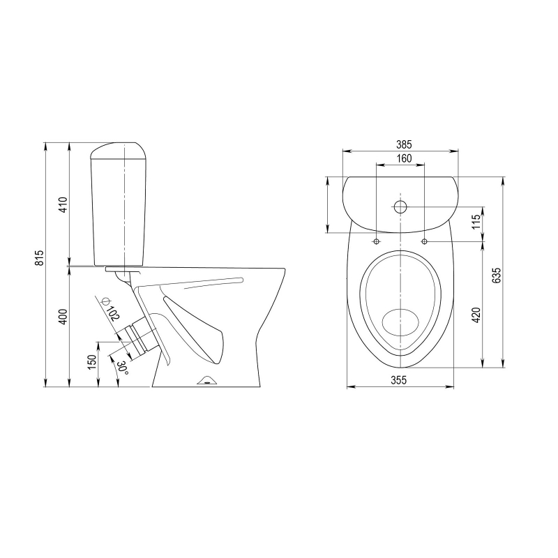 1.P401.5.S00.00B.F Компакт унитаз с бачком Белый SANTERI  Россия  - Вид №1
