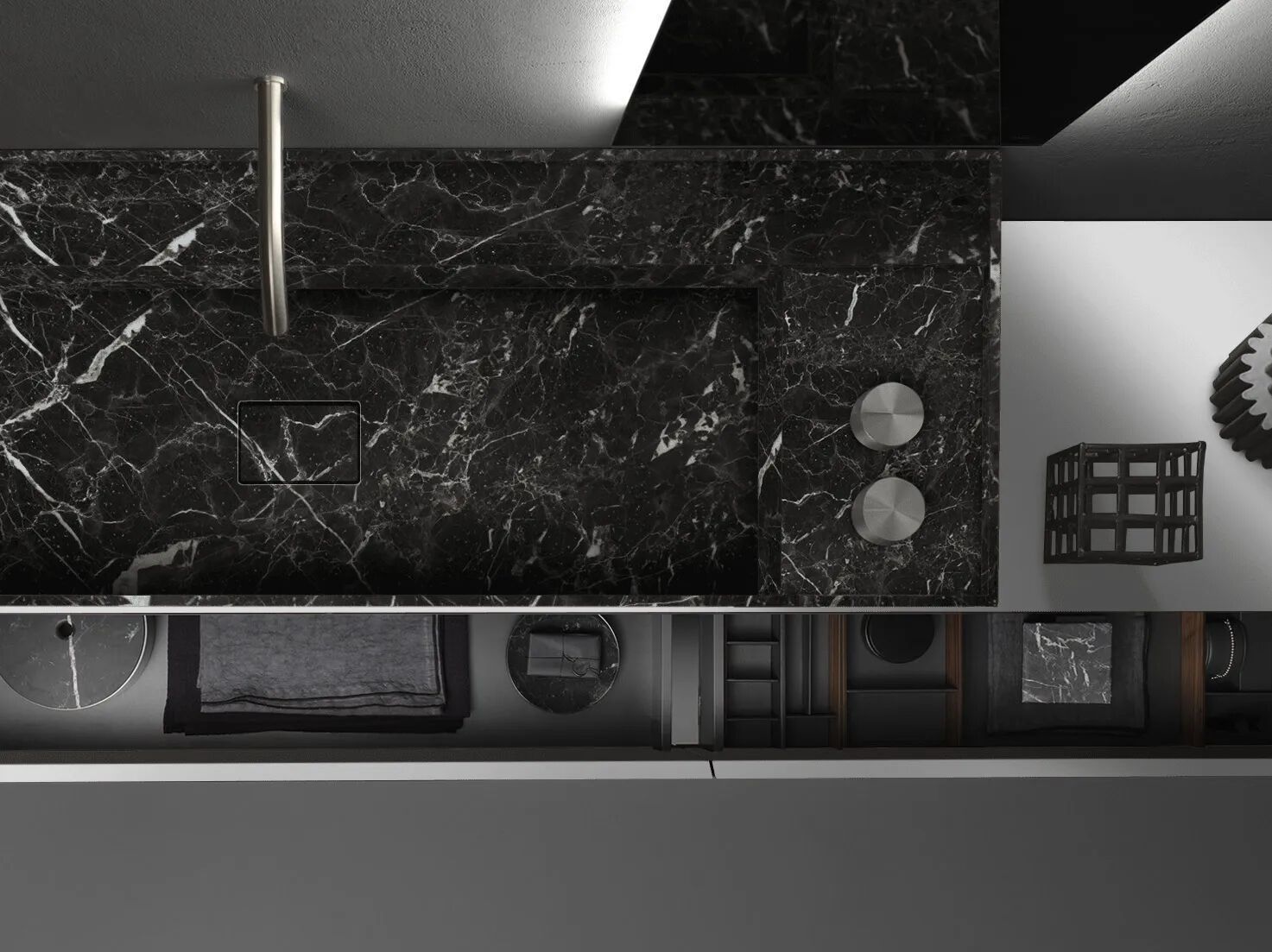 Деревянный подвесной шкаф для ванной комнаты с ящиками Falper Minimum ARCH-00070058 - Вид №1