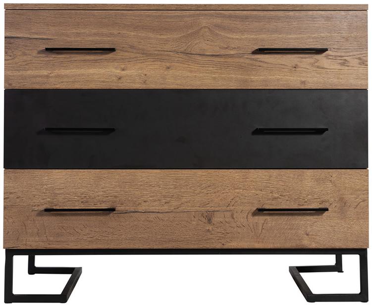 1722 Комод с 3 ящиками Loft Дуб табак/Графит R-HOME 4009295h_Табак - Вид №2