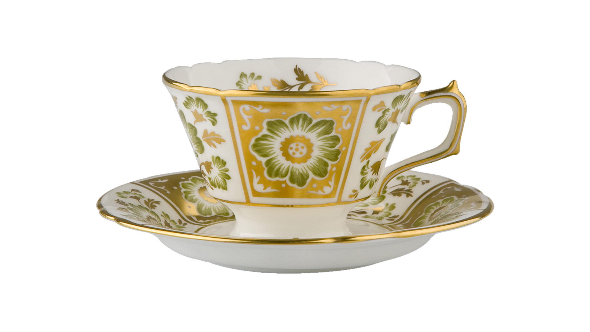 10592984 Royal Crown Derby Сервиз чайный Royal Crown Derby "Дерби, зеленый декор" 6/22 Фарфор костяной  - Вид №1