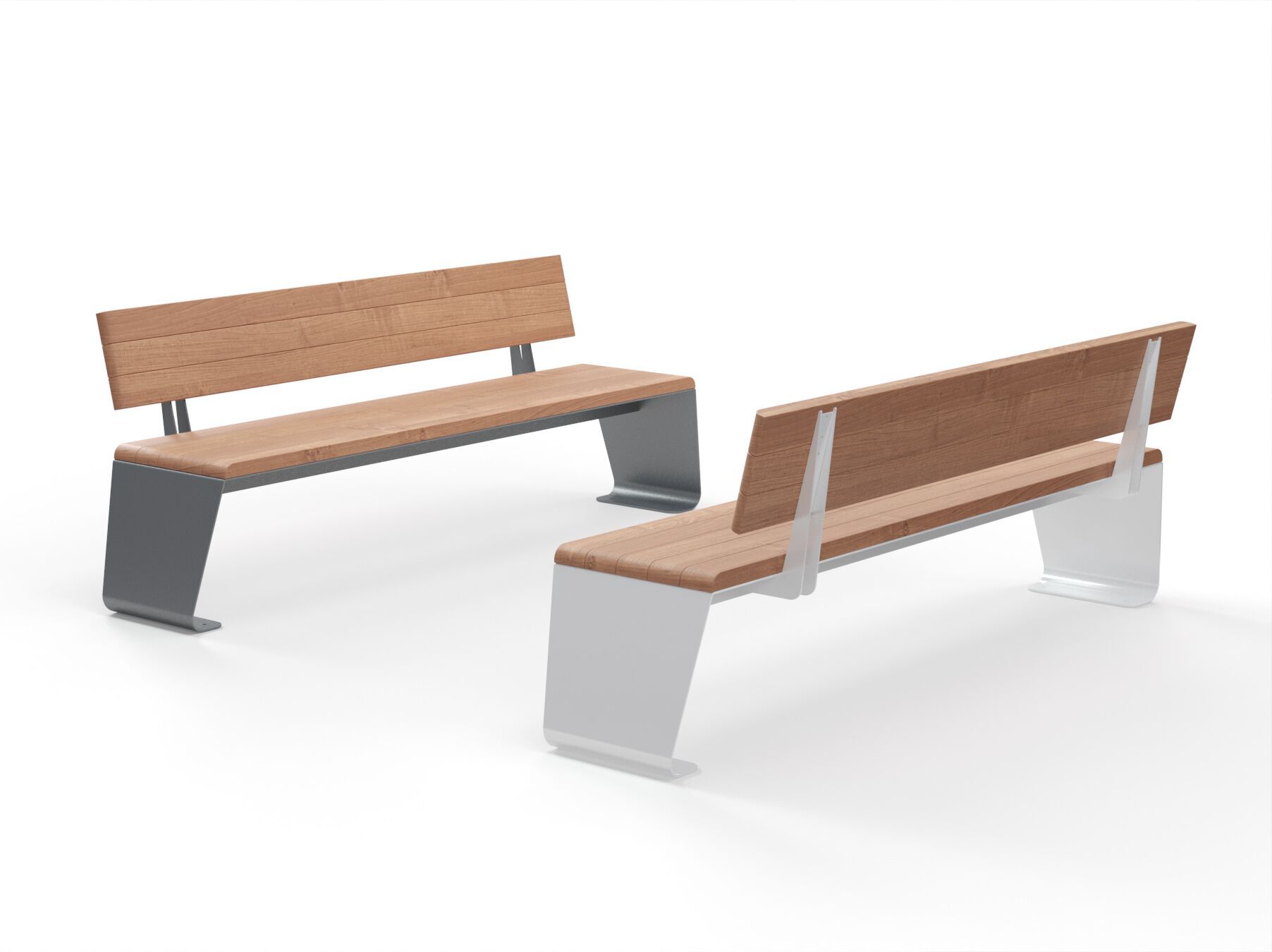 Стальная и деревянная скамья со спинкой Viscio Urban Design RAIL ARCH-00044980 - Вид №1