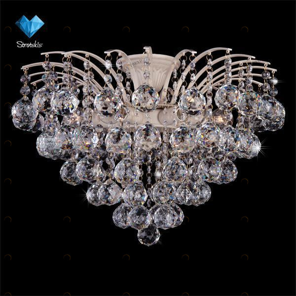 Потолочная люстра Eurosvet 3299/6 белый с золотом/прозрачный хрусталь Strotskis EUROSVET ДИЗАЙНЕРСКИЕ 181428 Белый 