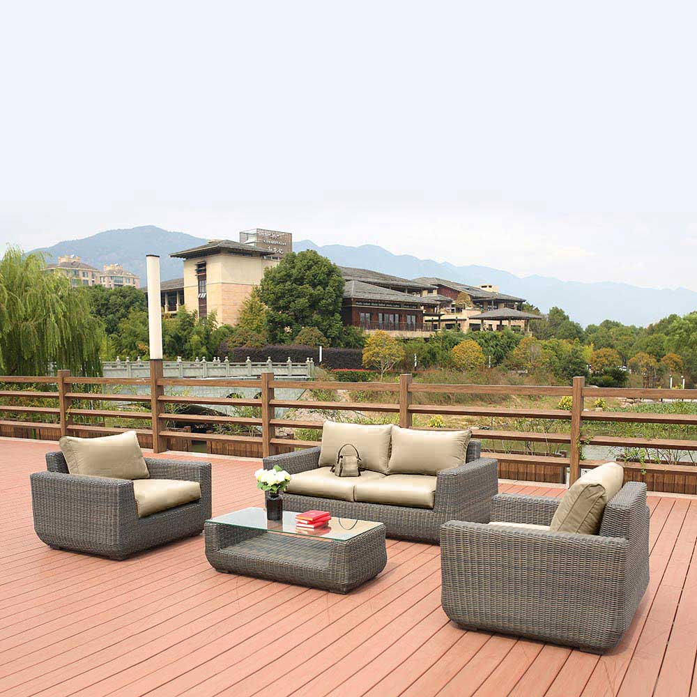 Мебель из ротанга, столик, кресла и диван, серые на 4 персоны AFINA  00-3860468 Серая  - Вид №2