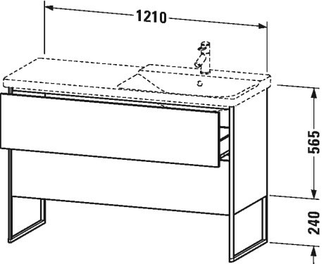 XS446908585 Тумбочка напольная XSquare #XS4469 1210 x 473 мм Белый глянцевый лак Duravit - Вид №1