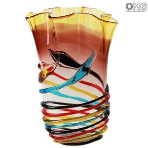 577 ORIGINALMURANOGLASS Ваза Калиффоне - бежевая - муранское стекло OMG 20 см