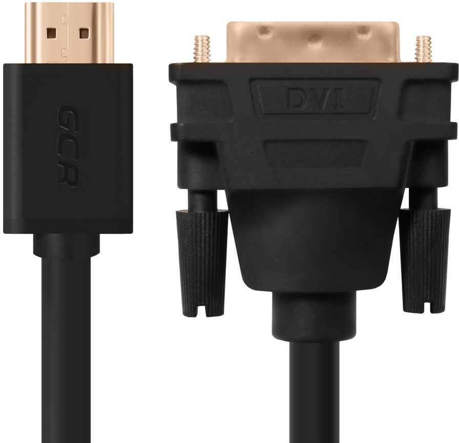 GCR-HD2DVI1-1.0m кабель hdmi-dvi 1.0m черный, od7.3mm, 28/28 awg, позолоченные контакты, 19pin am / 24+1m am double link, , тройной экран Greenconnect Santreyd  - Вид №2