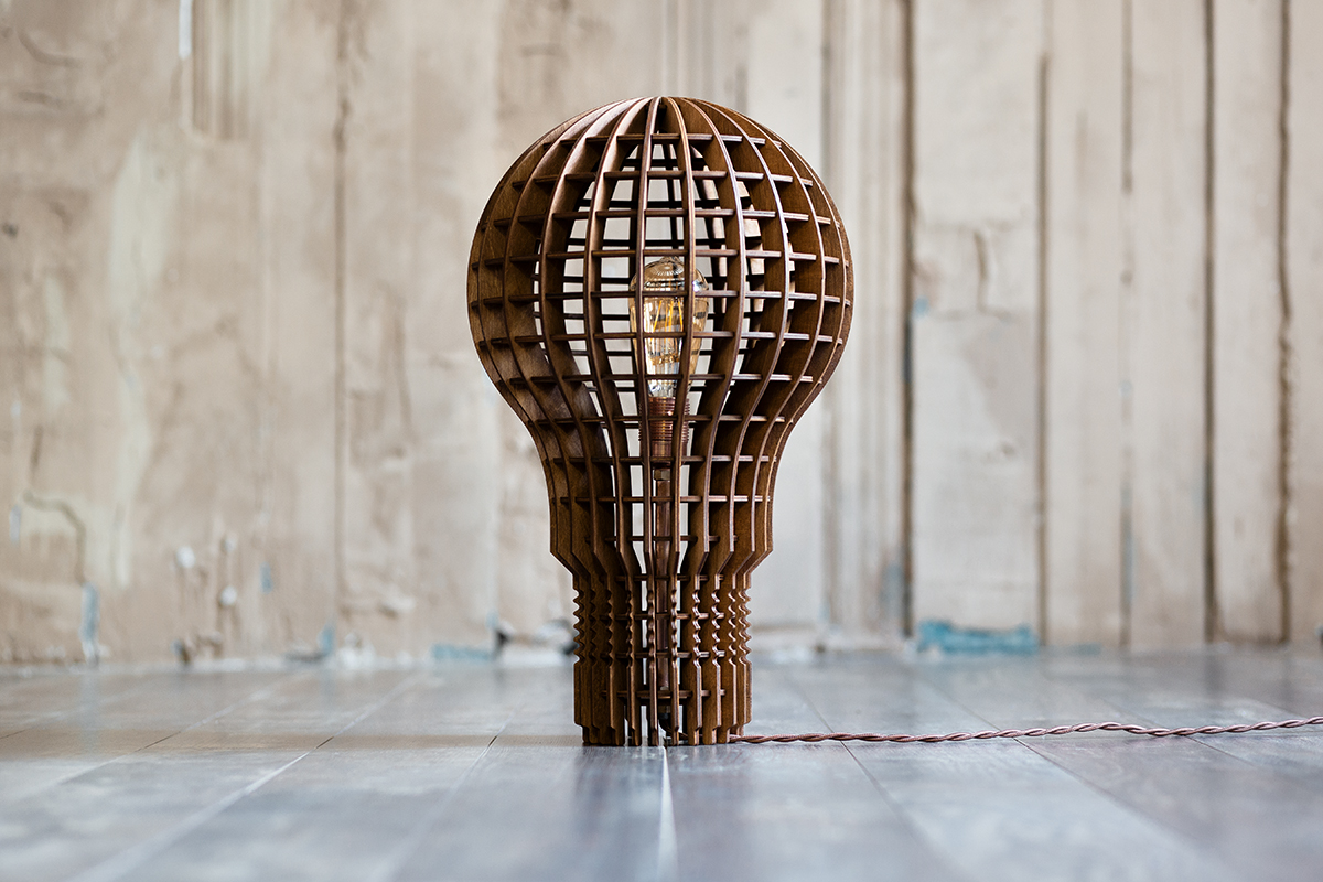 Напольная лампа Лампочка Ильича Тёмное дерево S0011 ALBERO НЕОБЫЧНЫЕ 015991 Бежевый  - Вид №2