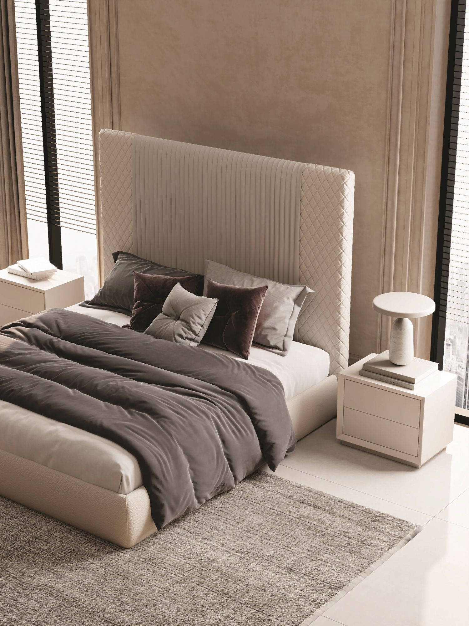 Двуспальная кровать из ткани с мягким изголовьем CASA +39 Луна ARCH-00078487 - Вид №2