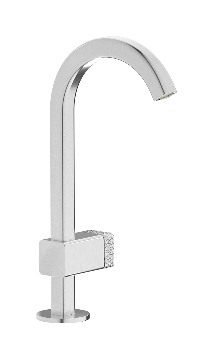 Монорычажный прогрессивный смеситель на раковину в комплекте с донным клапаном. WE ARE IB eo200ss_2 Brushed Nickel Elio