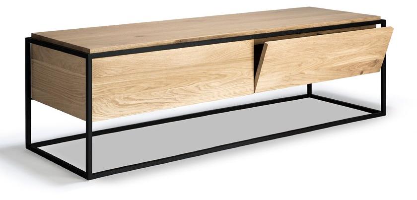 Ethnicraft Низкая тумба под телевизор из дуба с откидными дверцами Monolit 26878/26879 - Вид №2
