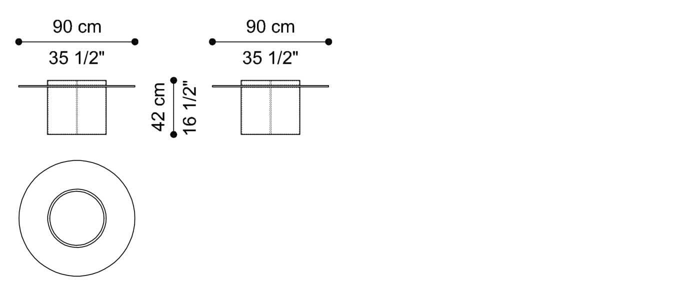 Круглый журнальный столик из кожи и матового стекла Gianfranco Ferré Home HAVNEN ARCH-00006363 - Вид №1