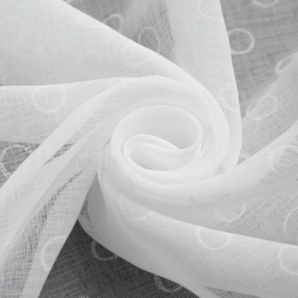 Тюль 1 м/п Колечки лен 280 см цвет серый TEX REPUBLIC STLM-2133643 - Вид №1