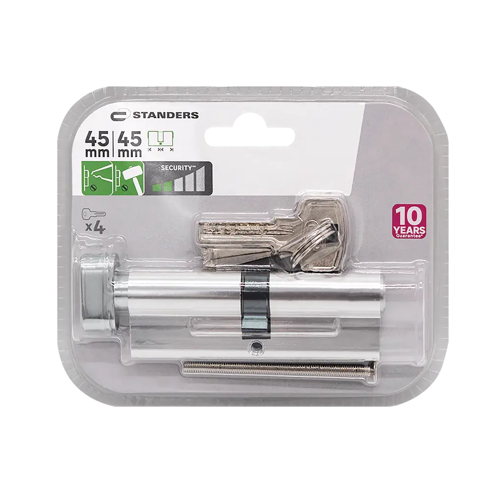 Цилиндр дверной Standers TTAL1-4545NBCR с ключом и вертушкой 82625284 STLM-0032172 - Вид №3