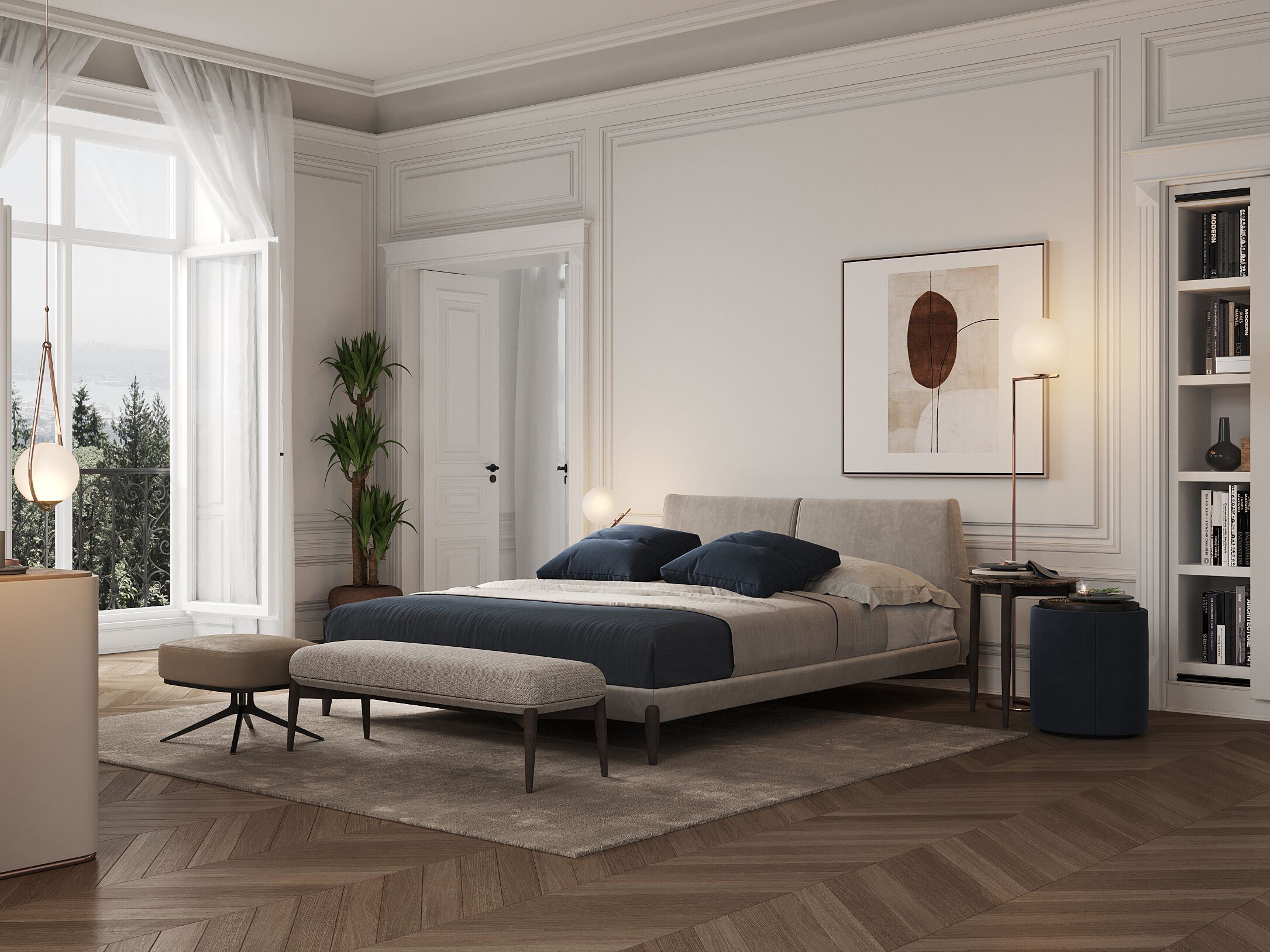 Деревянная двуспальная кровать с мягким изголовьем PRADDY Natur ARCH-00029611 - Вид №5