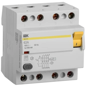 УЗО IEK ВД1-63 4Р 63 А 100 мА 4.5 кА AC