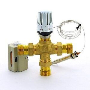 Клапан трехходовой с термоголовкой, погружным датчиком и контактным термостатом EMMETI 1"Н