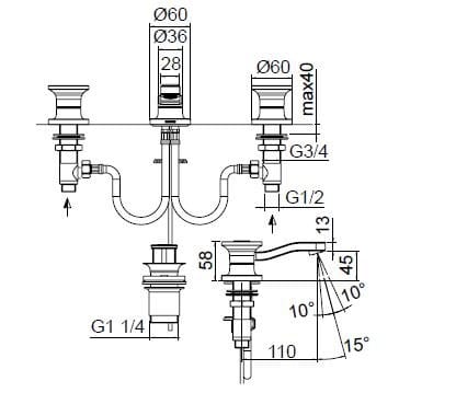 Смеситель для раковины с поворотным горлышком Zazzeri JK21 ARCH-00050976 - Вид №2