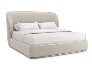 Двуспальная кровать из ткани с мягким изголовьем