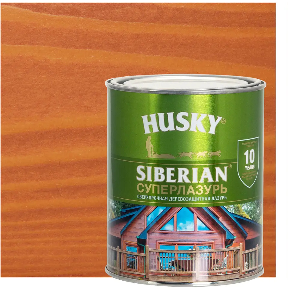 84392257 Лазурь для дерева Husky Siberian Суперлазурь цвет осенний клен 0.9 л STLM-0049187