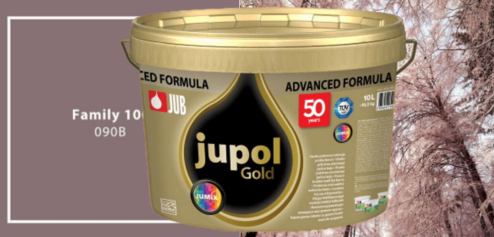 91064827 Краска для стен и потолков 1009816-090B JUPOL GOLD цвет бордовый база B 14.75 л STLM-0464739 JUB