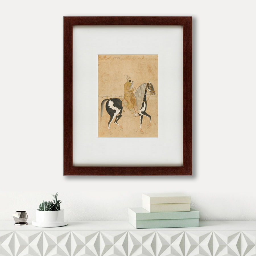 Литография на тонированной бумаге 42х52 см A Falconer Mounted on A Dappled Horse, 1585 КАРТИНЫ В КВАРТИРУ  135632 Бежевый;белый;коричневый;разноцветный  - Вид №1