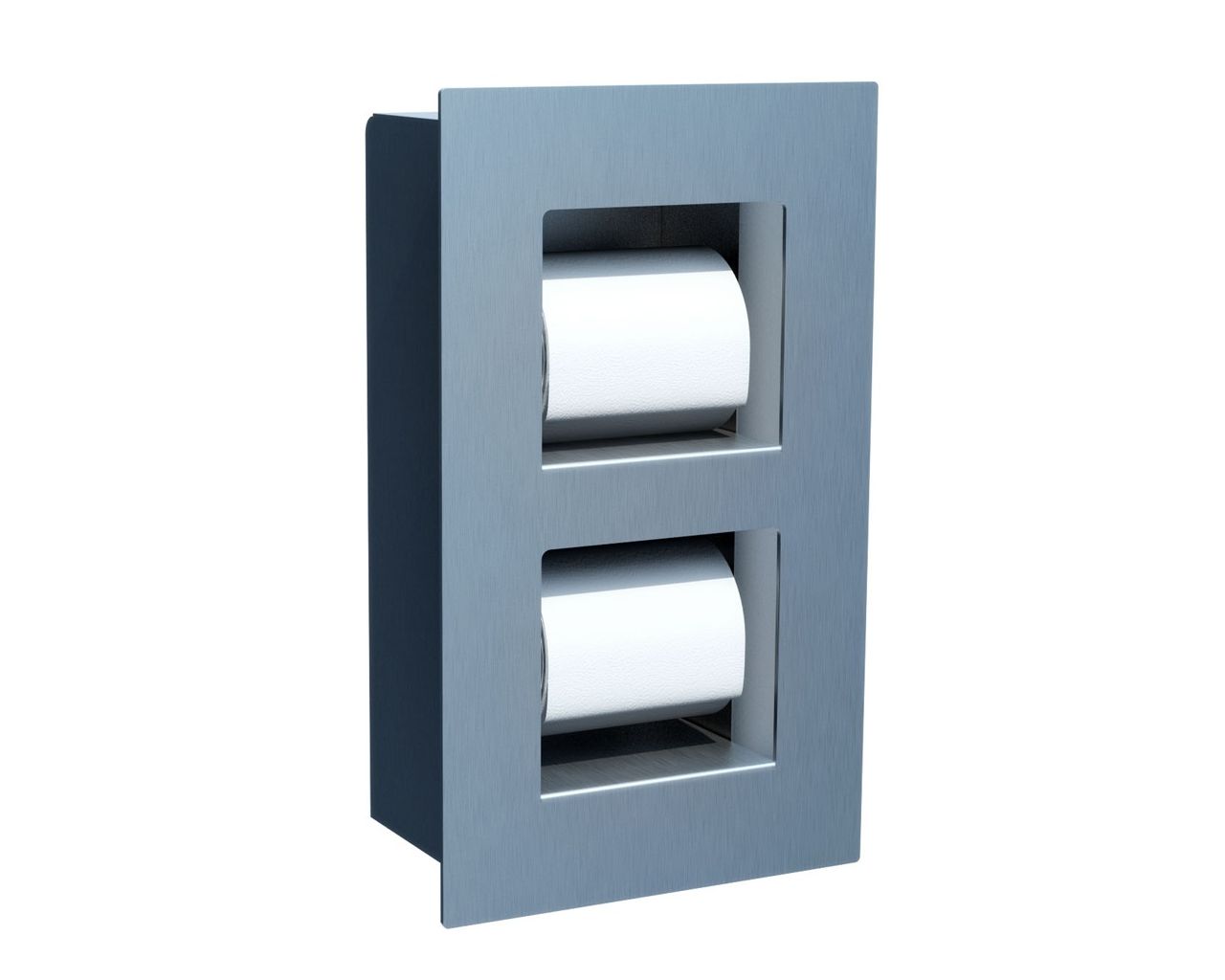 BWM560 Встраиваемый контейнер для двух небольших рулонов туалетной бумаги, МАТОВАЯ СТАЛЬ Merida 