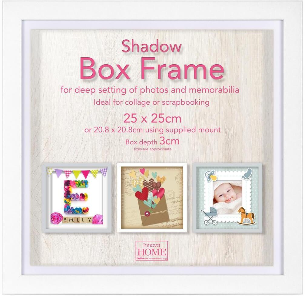 Б0046304 Фоторамка PI09908 Ф/рамка 25*25cm Shadow Box White (окно 21*21см), белый, МДФ (6/216) Innova