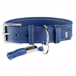 ПР0046529 Ошейник для собак Cannes 50 (34-42см)/2,8см натуральная кожа синий HUNTER