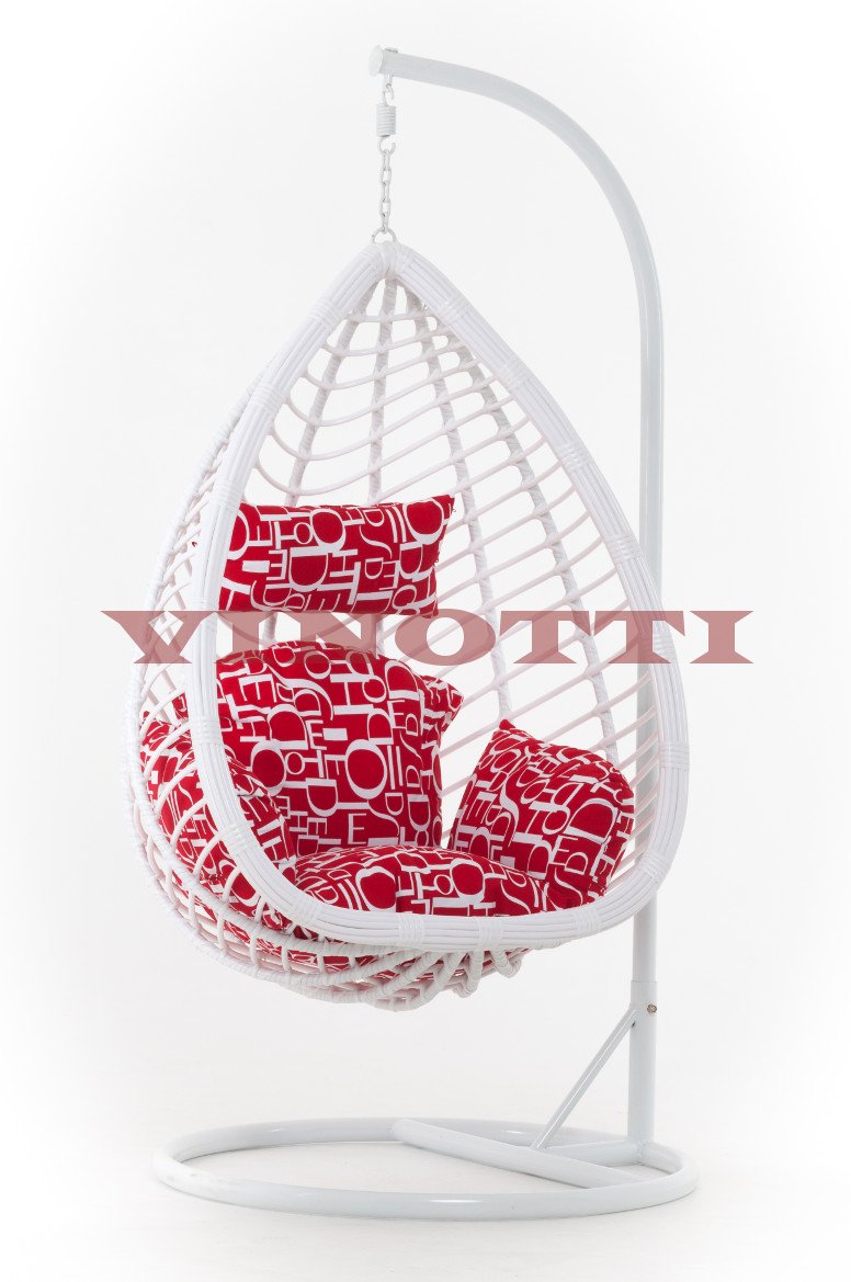 Подвесное кресло белое из искусственного ротанга 44-004-07 VINOTTI  00-3885145 Белый;красный  - Вид №1