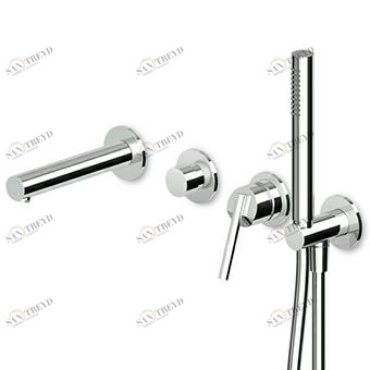 ZCL658 - R97913 Встраиваемый однорычажный смеситель для ванны и душа с настенным переключателем, ручной душ Z94177, шланг 1500 мм, соединения. Zucchetti Closer 