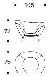 Saba Italia Кресло из ткани с подлокотниками Oltremare sun-id-1453288 - Вид №3