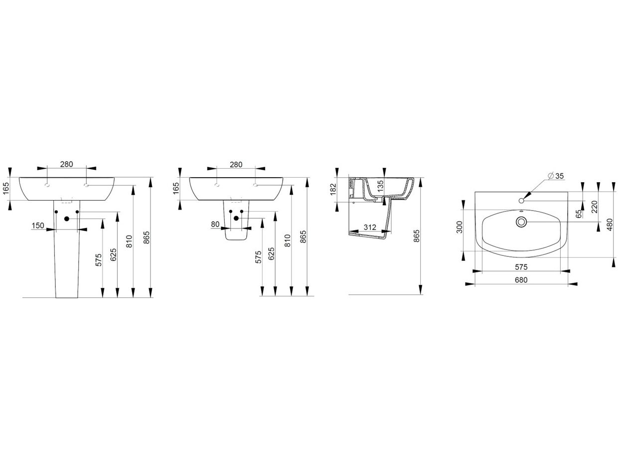 Керамическая подвесная раковина с переливом Ceramica Dolomite Mia ARCH-00143179 - Вид №5