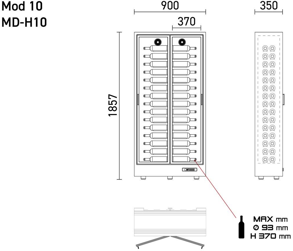 EXPO Алюминиевый винный шкаф со стеклянными дверцами Mod 10 Md-h10/md-m10/md-c10 - Вид №7