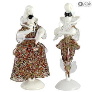 4447 ORIGINALMURANOGLASS Венецианские статуэтки в стиле Голдони - разноцветные - муранское стекло OMG 6 см