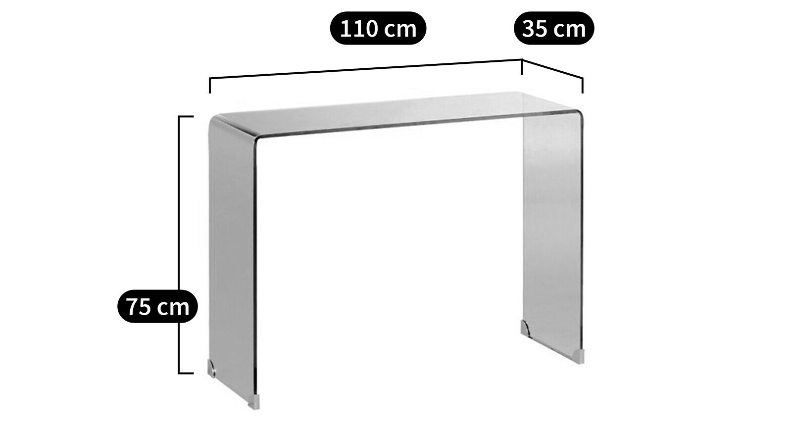 Прямоугольная консоль из закаленного стекла AMPM кристально чистый ARCH-00081568 - Вид №2