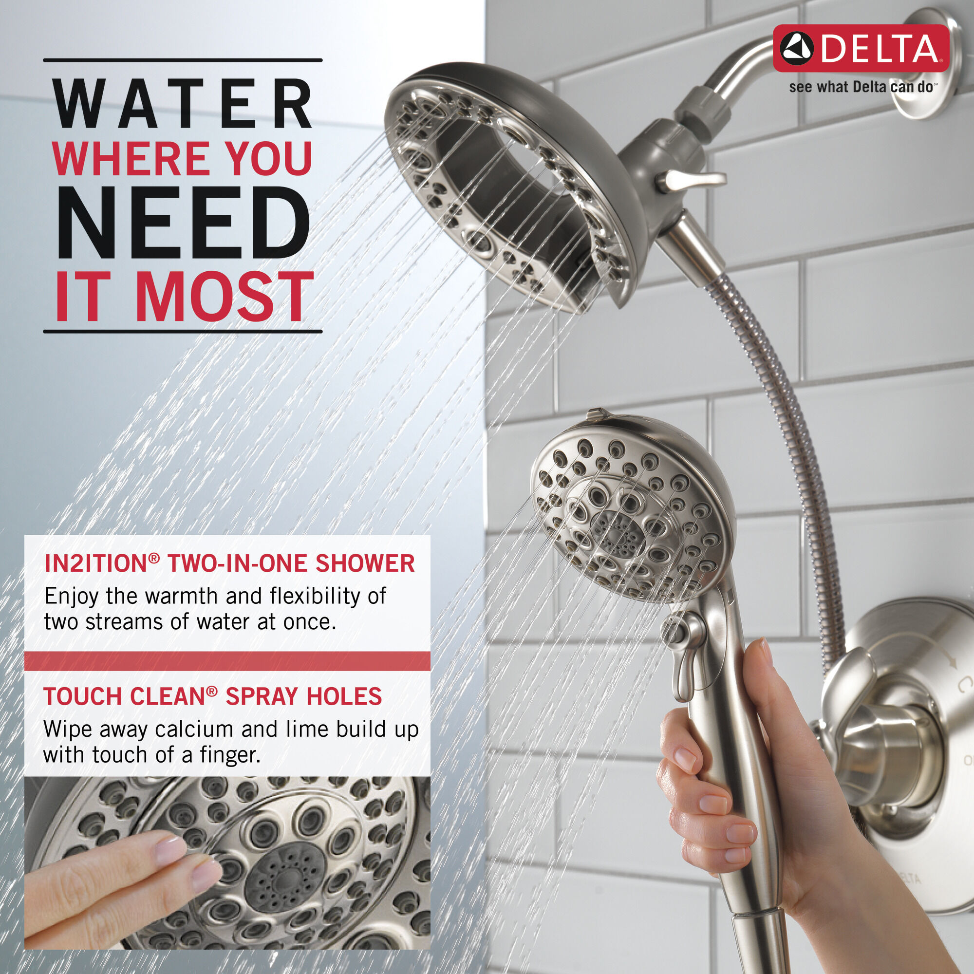 144710-SS-I20 Ванна и душ Monitor® серии 14 с In2ition® Delta Faucet Nura Нержавеющая сталь - Вид №1