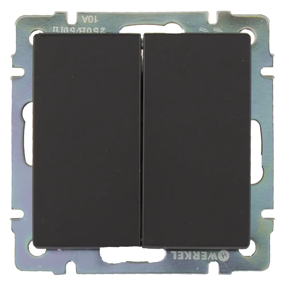 Выключатель Werkel двухклавишный встраиваемый, матовый черный 17784059 Встраиваемые механизмы STLM-1529185